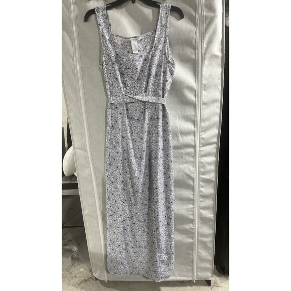 Jonathan Martin Floral Mid Length Square Neck‎ Wrap Dress Size 11/12 - Picture 2 of 7